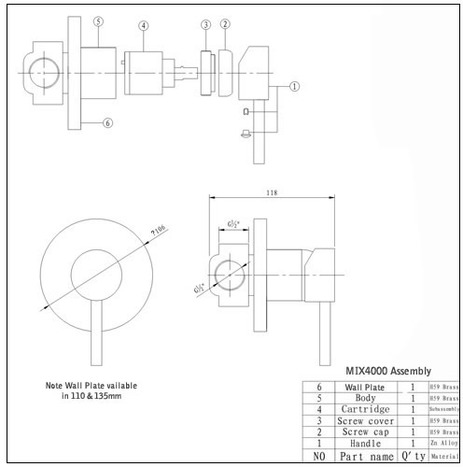 MIX4000: Single lever shower mixer