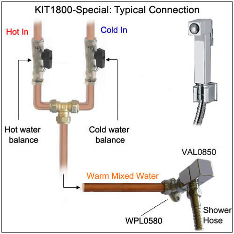 KIT1800 Special: Manual Pre-set Warm Water Bidet Shower Kit