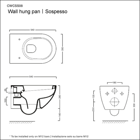 AS-SFE-550: Wall hung toilet bowl