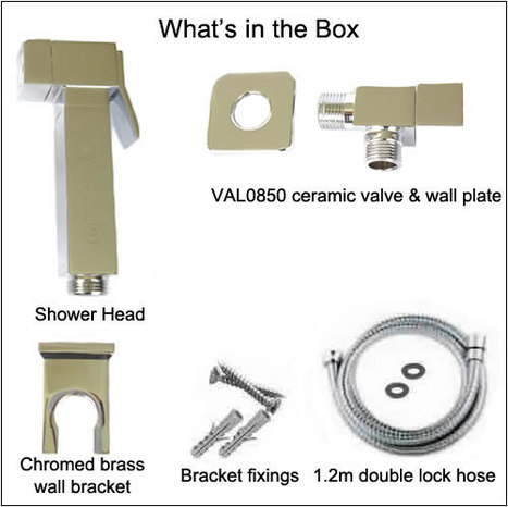 BRA5500 Italian crafted square bidet shower and valve in mirror chrome