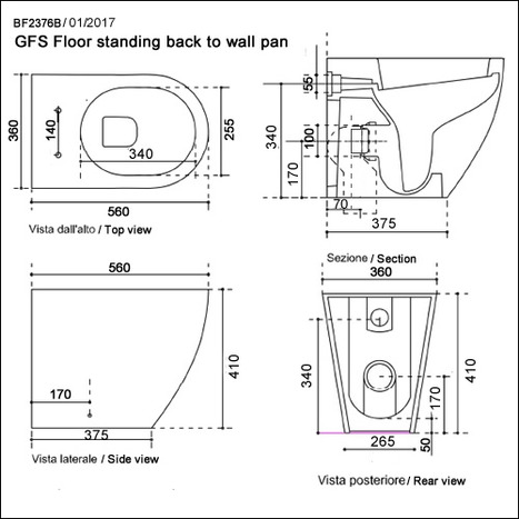 GFS-1000 Floor standing back to wall toilet