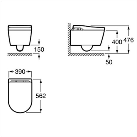 Roca Inspira In-Wash® - Vitreous china Rimless wall-hung smart toilet