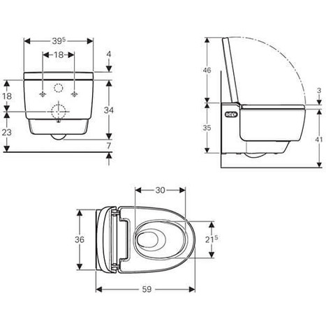 Geberit AquaClean Mera Comfort Rimless Wall Hung Shower Toilet - White