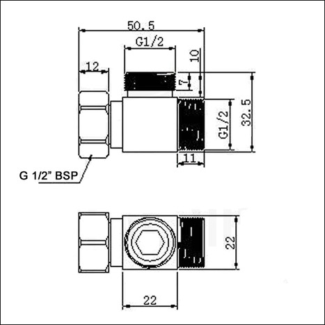 T Connector with 1/2" BSP Swivel Nut