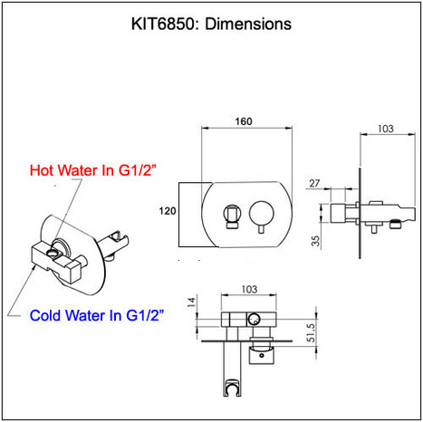 KIT6800: Italian Round style Monobloc Bidet Shower Kit