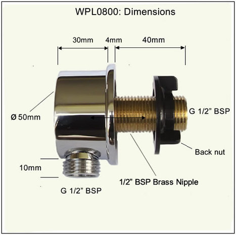 Wpl0800 Shower Outlet Wall Plate Elbow Hose Connector