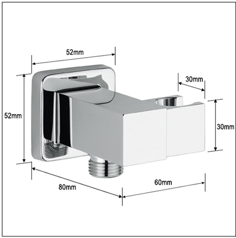 WPL1500: Square premium quality combination shower dock and wall plate elbow