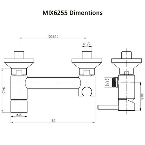 KIT6255: Combination bidet shower and mixer kit.
